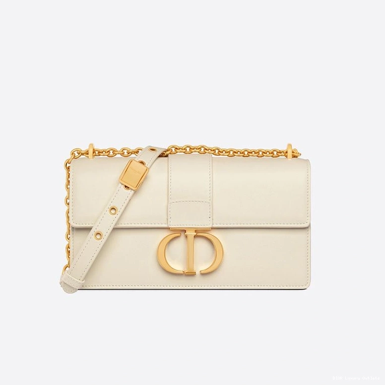 Dior White East-West 30 Bag With Montaigne Calfskin Chain 0708 Luxury